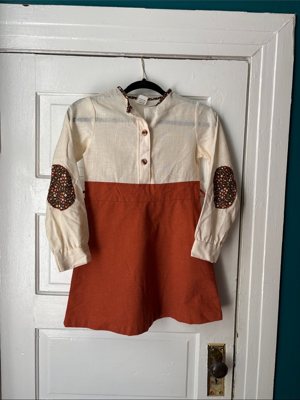 Vintage 70s Back to School Long Sleeve Dress w/ Elbow Patches